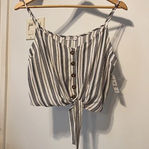 Crop Tie Front Strap Top